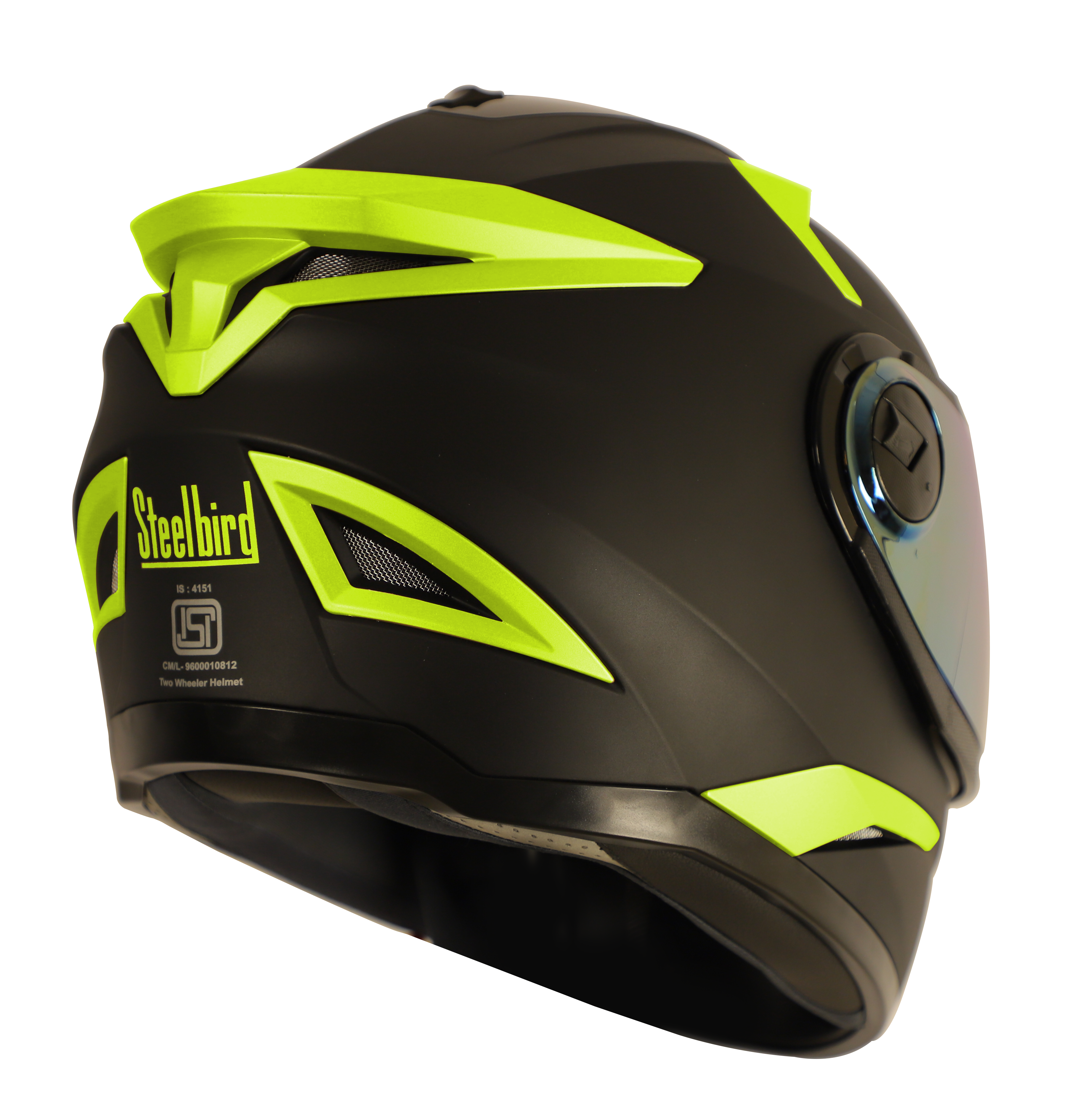 SBH-17 ROBOT FLUORESCENT EDITION MAT BLACK WITH FLUO NEON (FITTED WITH CLEAR VISOR EXTRA GOLD CHROME VISOR)